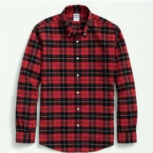 Brooks Brothers Flannel Red Plaid Men's Shirt Large